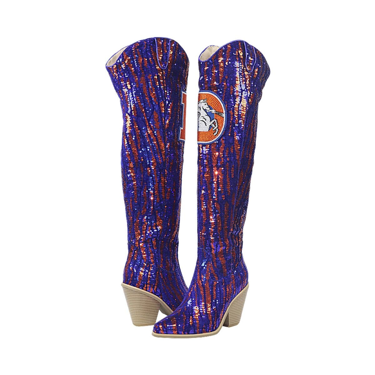 Denver Broncos Over-the-Knee Two-Tone Sequin Boots, Alternate, color, Blue