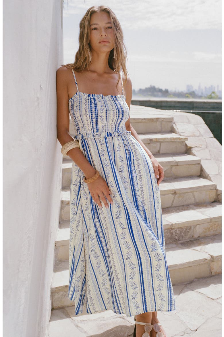 Stripe Sleeveless Midi Dress, Alternate, color, LIGHT BLUE