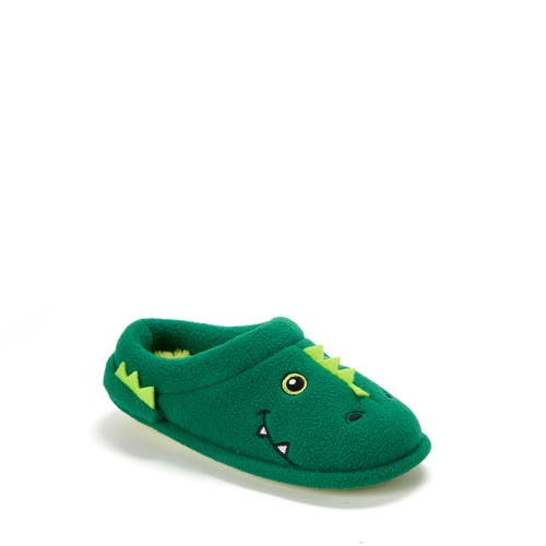 DEARFOAMS Kids' Peyton Animal Slip-On Clog Slipper in Green 