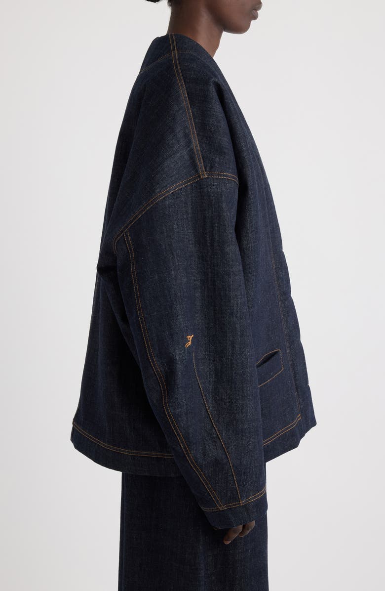 Jacquemus Le Cardigan de-Nîmes Oversize Denim Cardigan, Alternate, color, Dark Navy