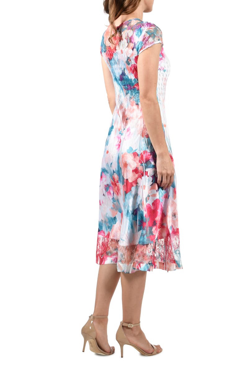 Komarov Floral Cap Sleeve Midi Dress, Alternate, color, 