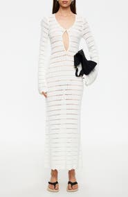 LIONESS Leisure Open Stitch Long Sleeve Maxi Sweater Dress