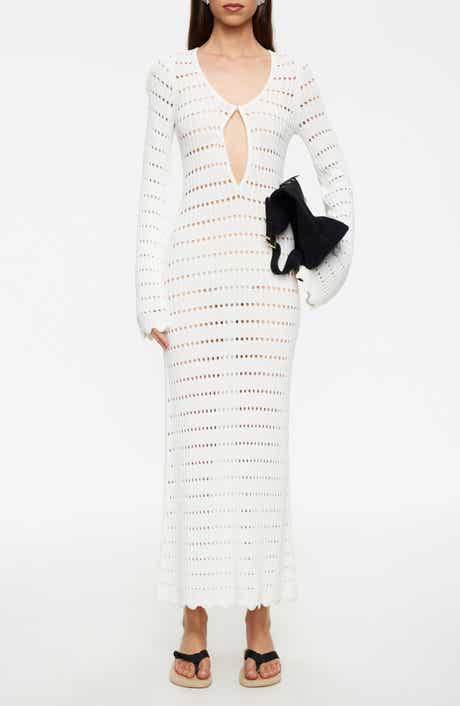 Leisure Open Stitch Long Sleeve Maxi Sweater Dress