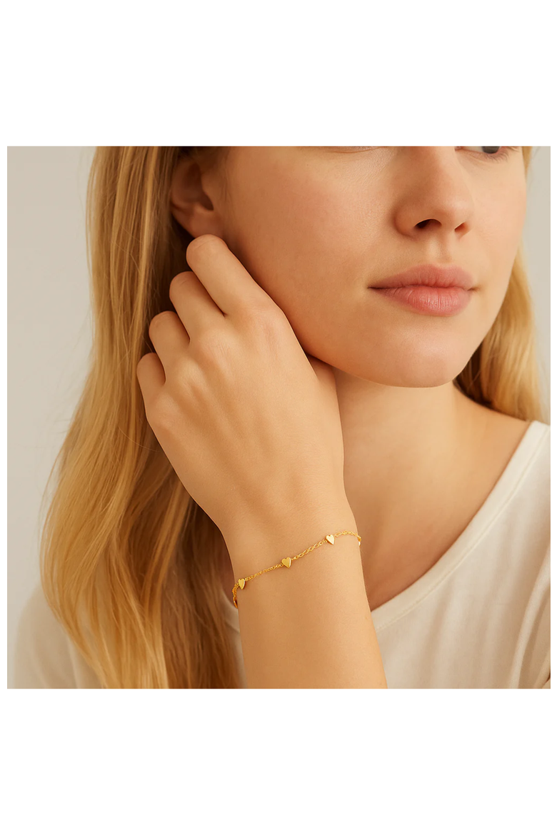 Forever Yours Heart Charm Bracelet, Alternate, color, Gold