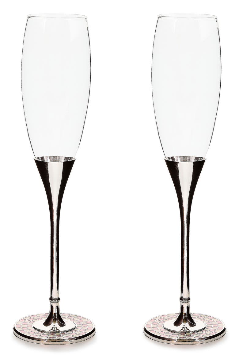 Set of 2 Celebrate Rosy Toasting Champagne Flutes, Main, color, ROSY