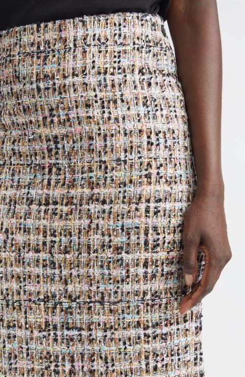 St John St. John Metallic Tweed Pencil Skirt In Brown