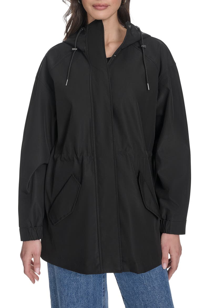 Hooded Water Resistant Jacket, Main, color, BLACK