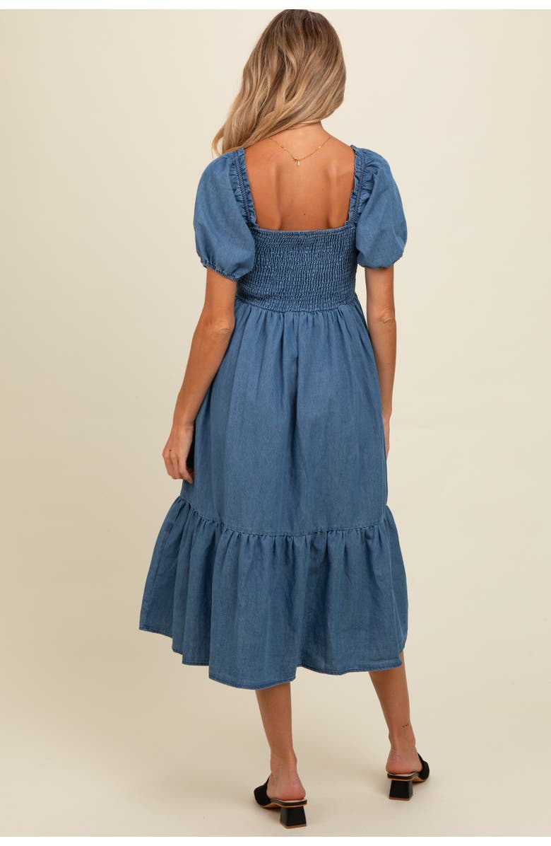 PinkBlush Vintage Wash Chambray Smocked Midi Dress, Alternate, color, Blue
