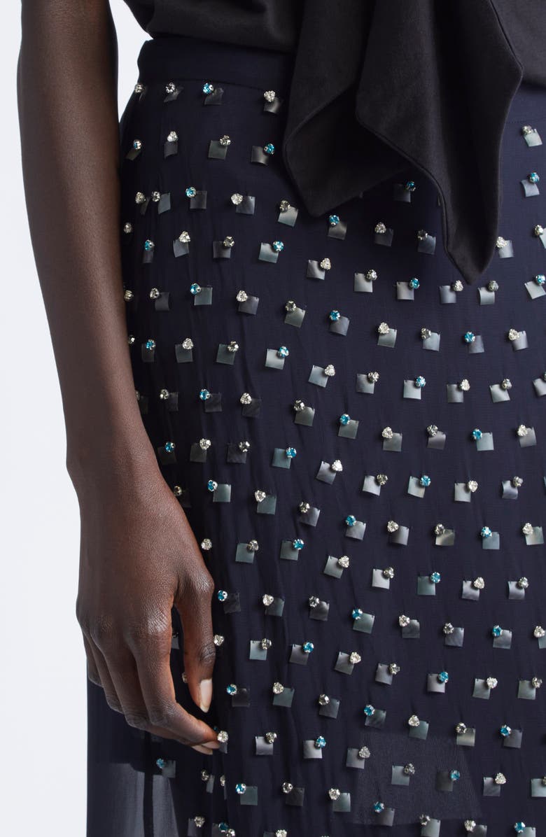 Dries Van Noten Sokna Embellished Midi Skirt, Alternate, color, Navy