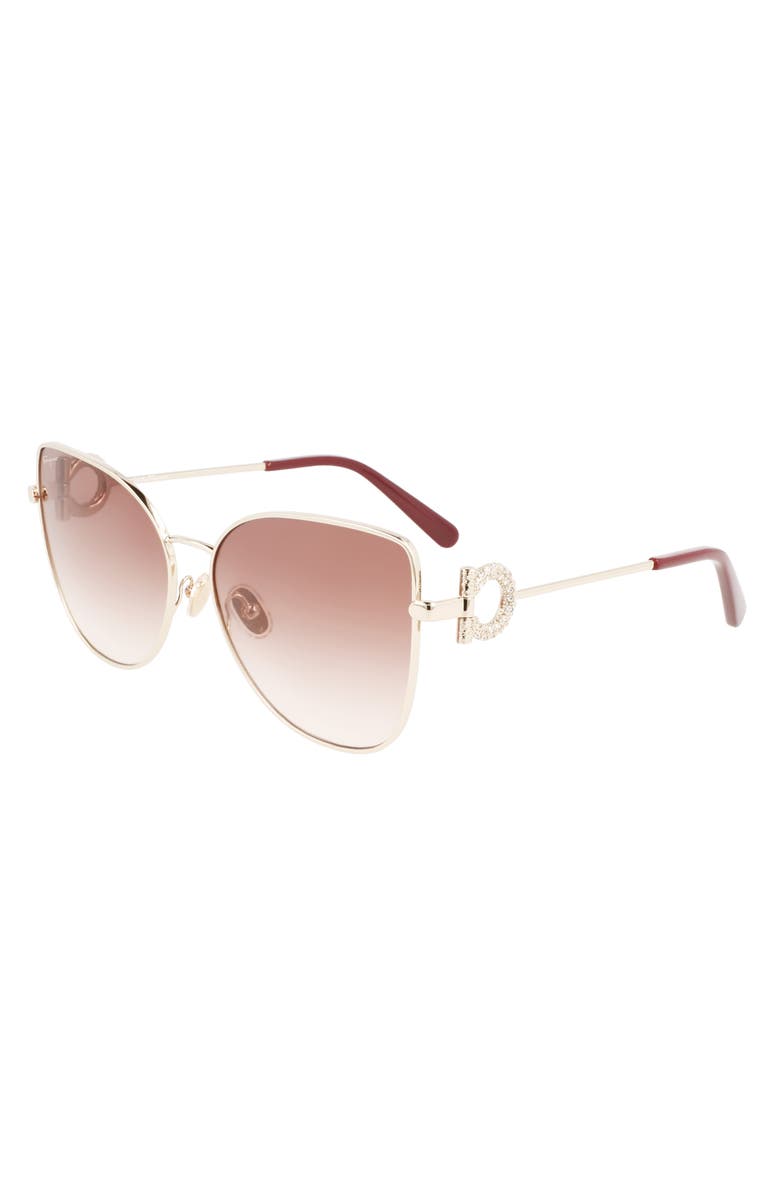 FERRAGAMO 60mm Gradient Cat Eye Sunglasses, Alternate, color,
