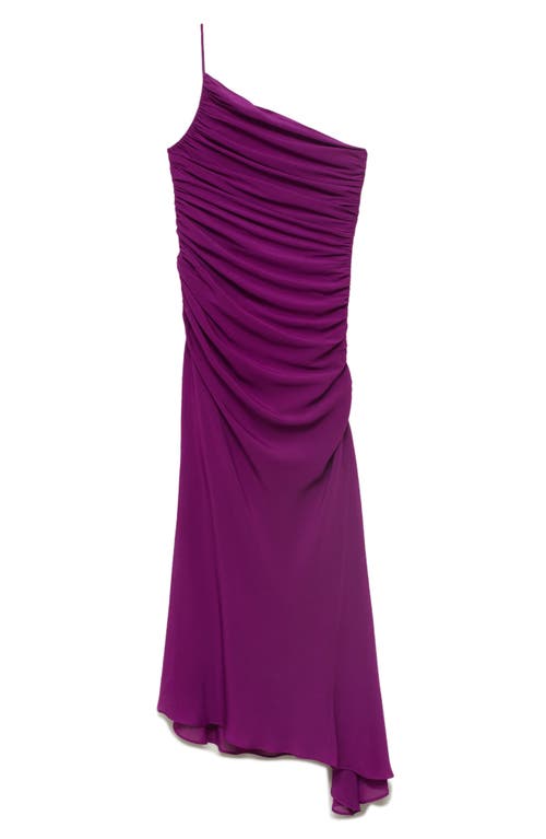 Mango Asymmetrical Dress With Gathered Sides Purple In Purple