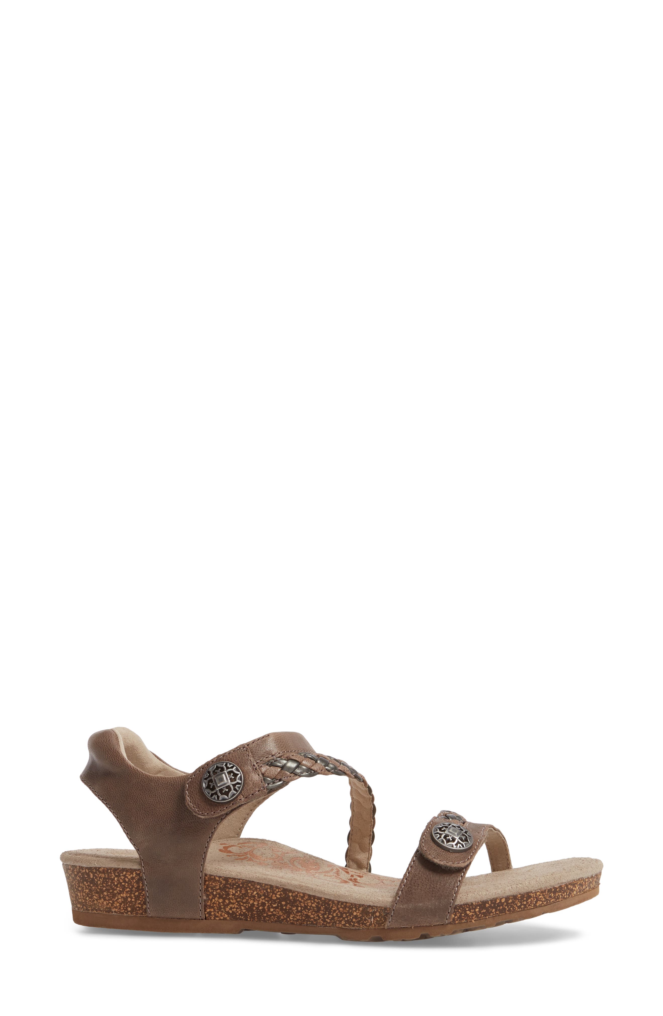 Aetrex Jillian Braided Leather Strap Sandal, Alternate, color, 