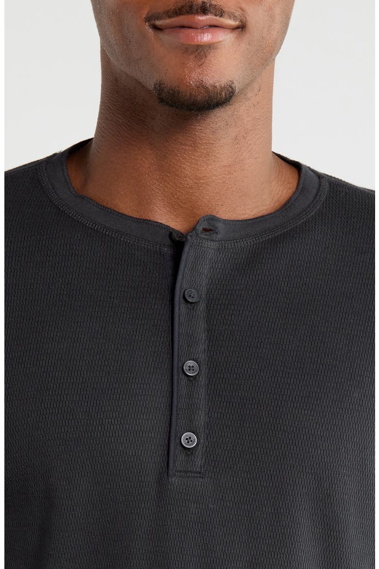 Textured Knit Long Sleeve Henley, Alternate, color, BLACK