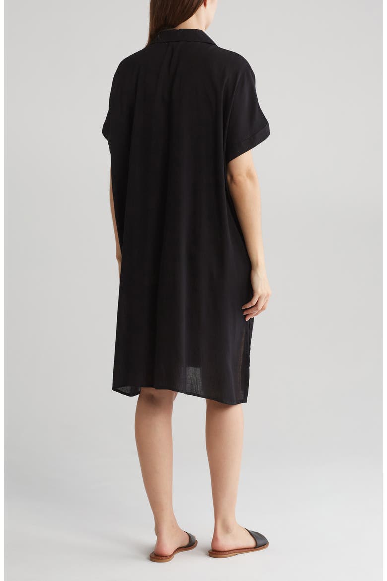 Everyday Button-Down Beach Cover-Up Tunic, Alternate, color, BLACK