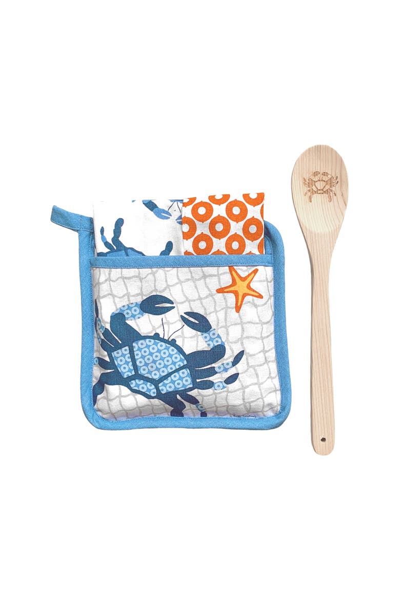 Crab Potholder Gift Set, Main, color, Blue
