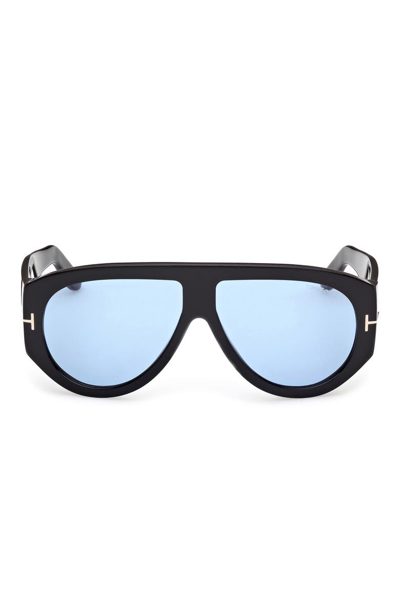 Bronson 60mm Aviator Sunglasses, Alternate, color, SHINY BLACK / BLUE