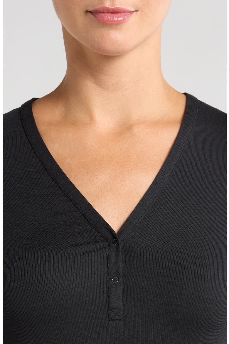 Stretch Modal V-Neck Henley, Alternate, color, IMMERSED BLACK