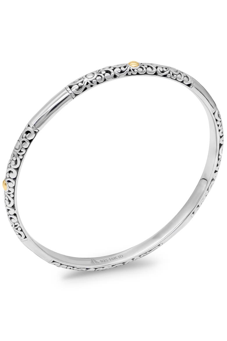 Bali Filigree Bangle Bracelet in Sterling Silver and 18K Gold, Alternate, color, Silver