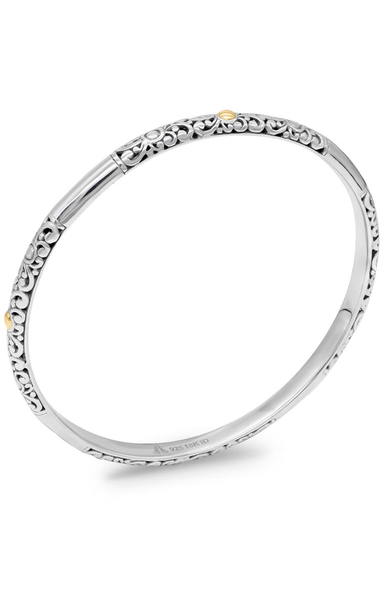 DEVATA Bali Filigree Bangle Bracelet in Sterling Silver and 18K Gold, Alternate, color, Silver