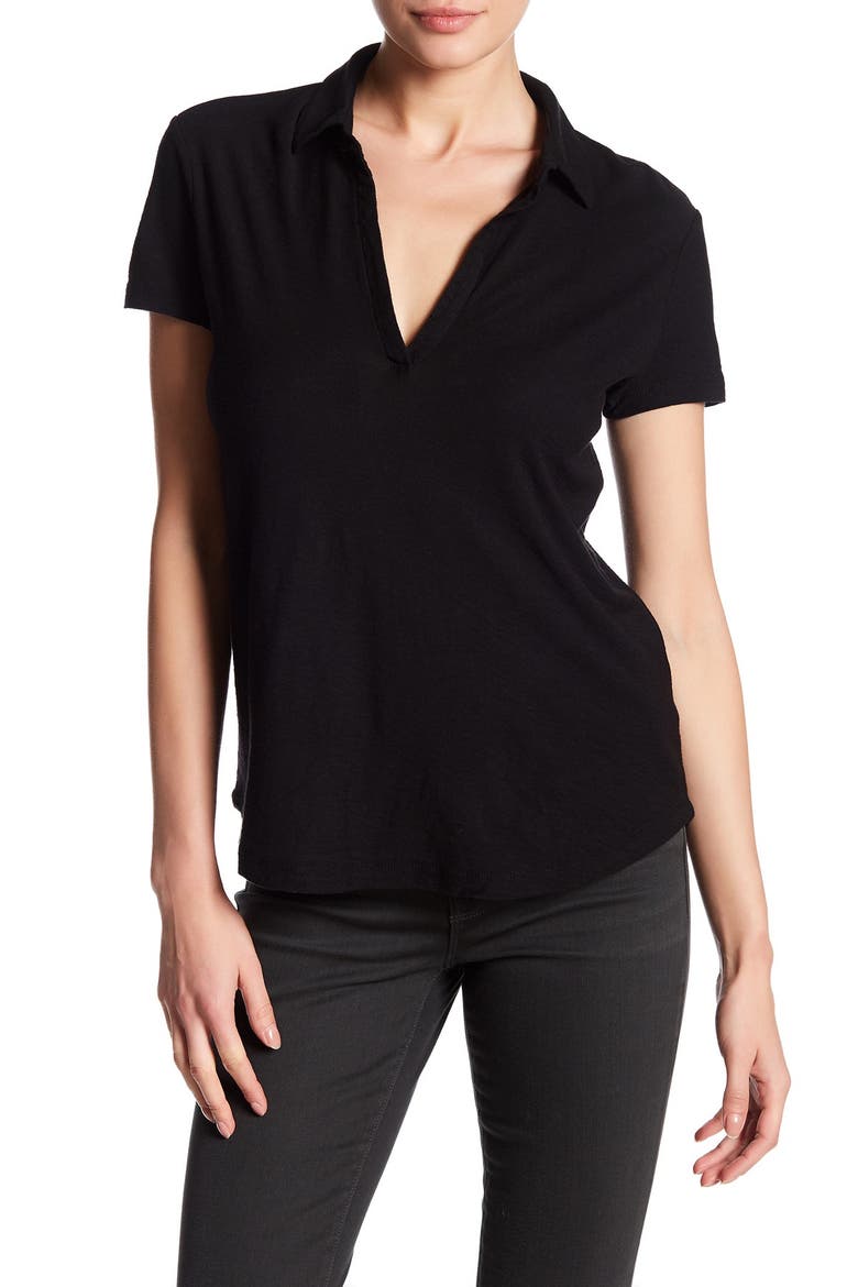 Curved Hem Polo, Main, color, BLACK