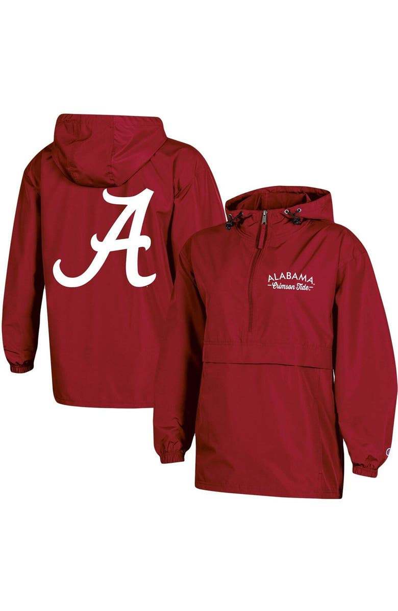 Champion Women's Champion Crimson Alabama Crimson Tide Packable Half-Zip Light Rain Jacket, Main, color, 