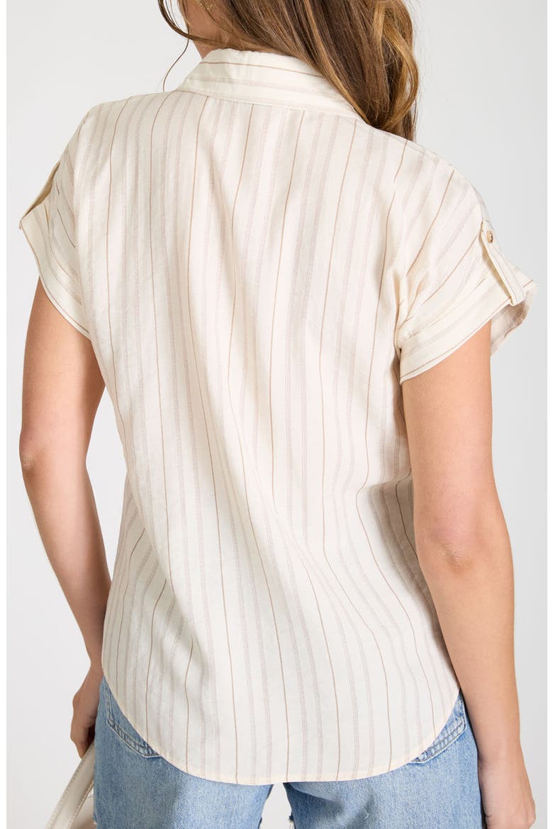 Stripe Short Sleeve Button-Up Shirt, Alternate, color, CREAM