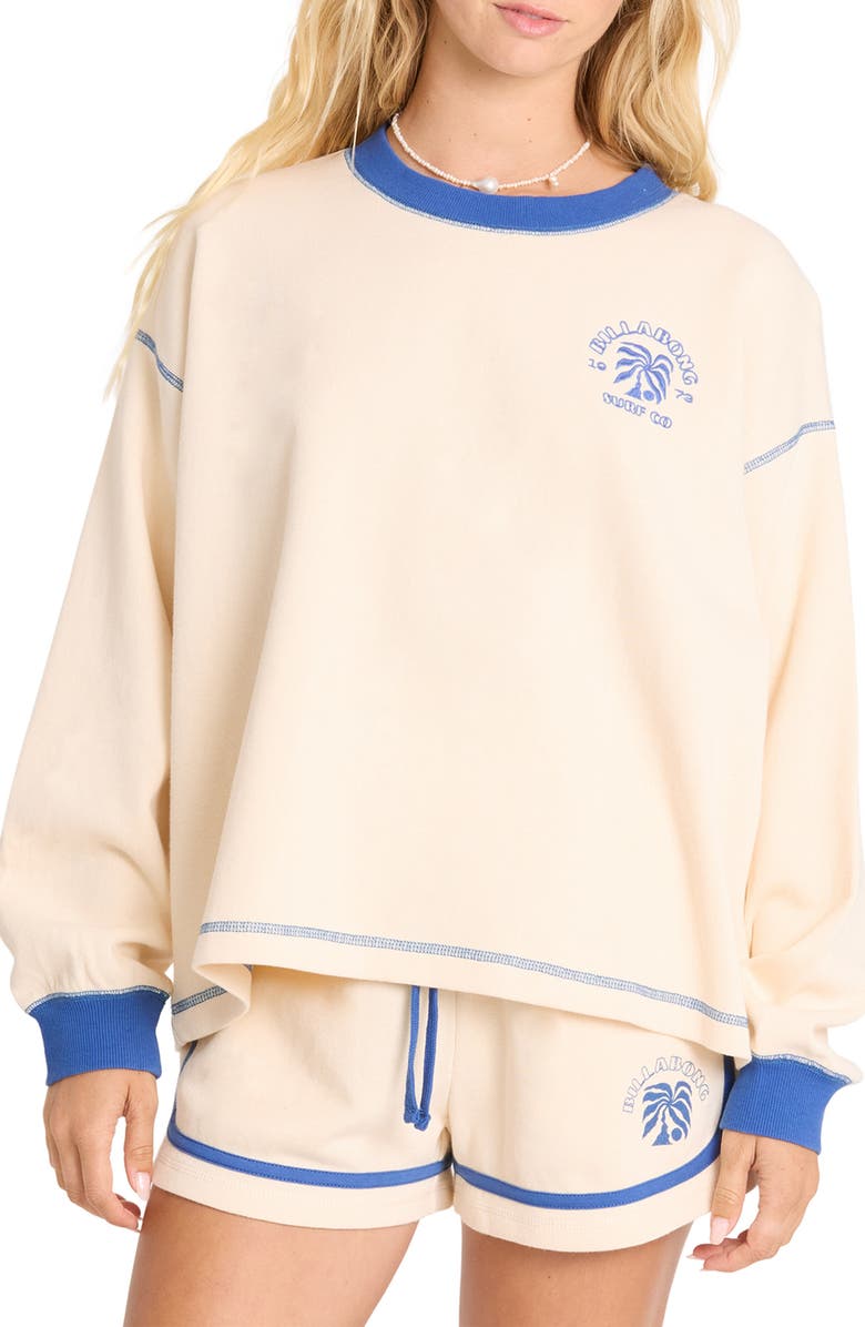 Billabong Back to It Graphic Sweatshirt, Main, color, White Cap