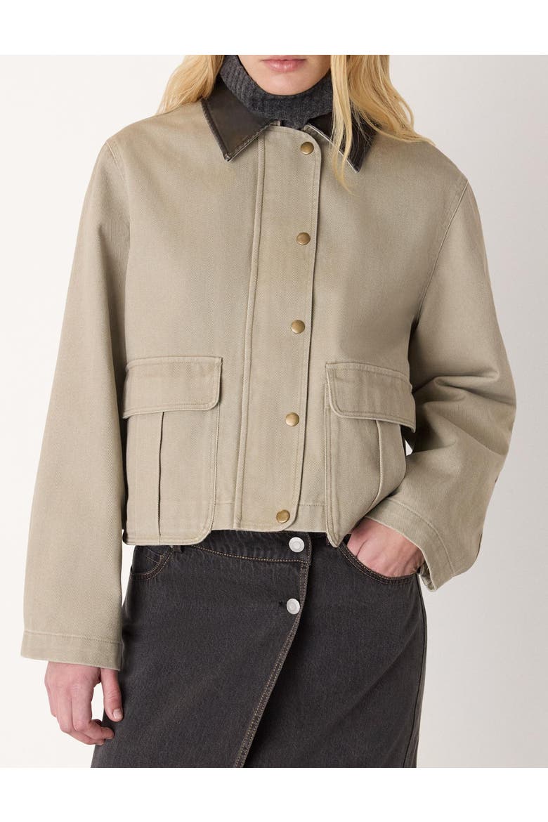 Casual Contrast Collar Jacket, Alternate, color, Taupe