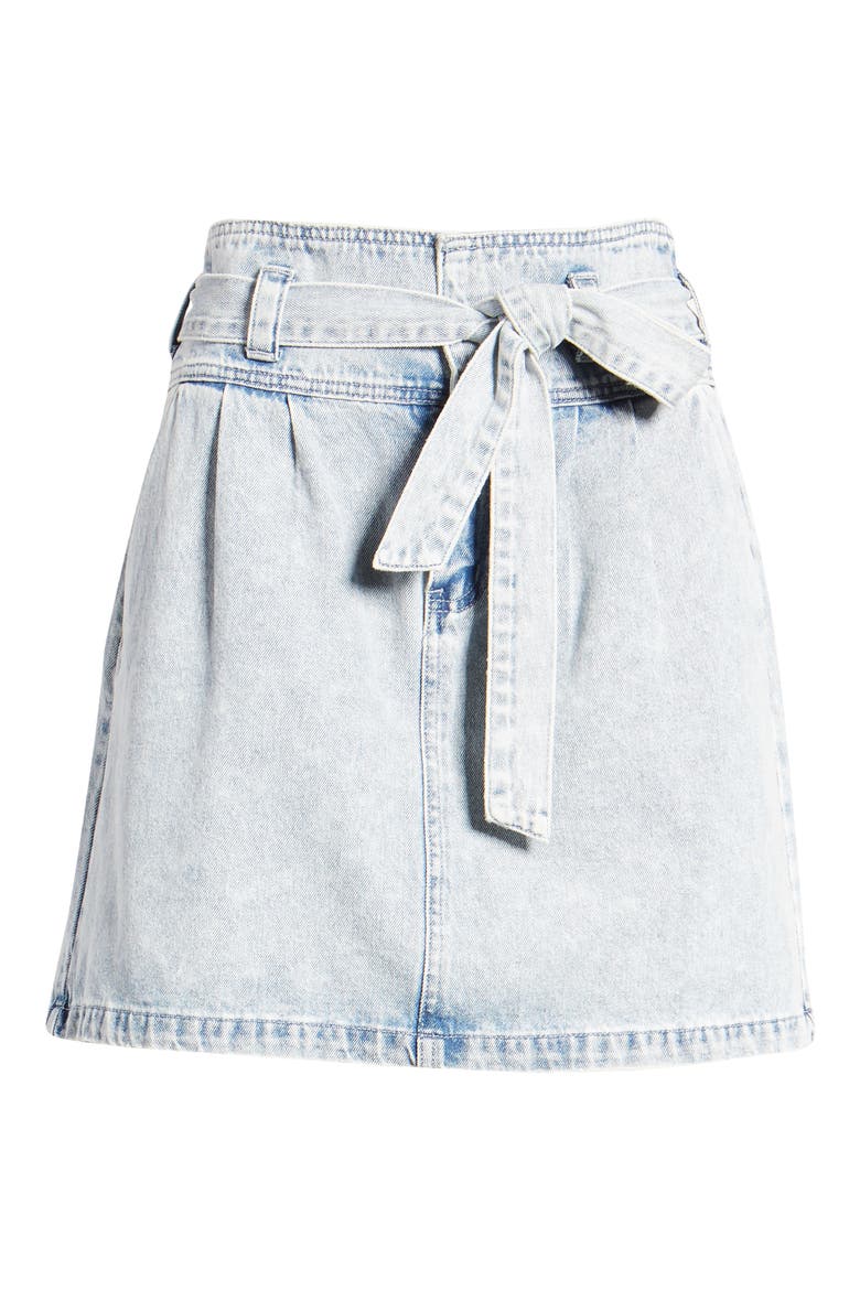 Tie Waist Denim Skirt, Alternate, color, LIGHT BLUE DENIM