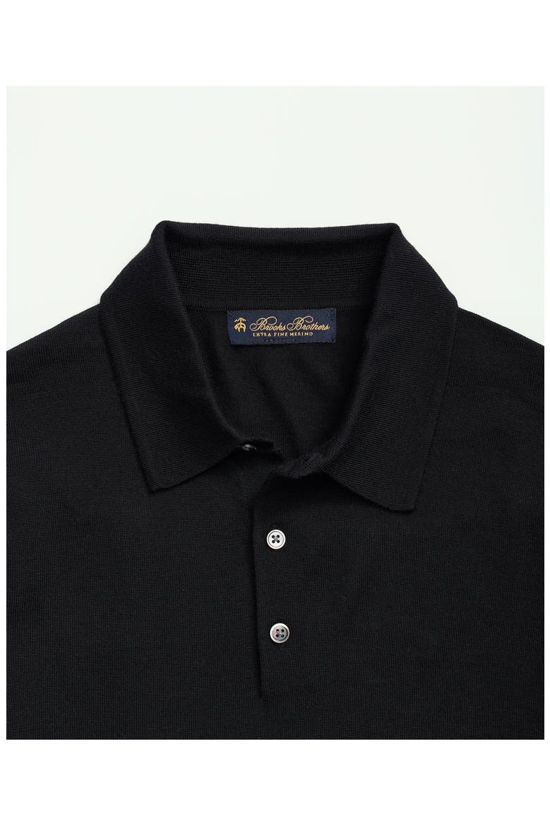 Long Sleeve Merino Wool Polo, Alternate, color, BLACK