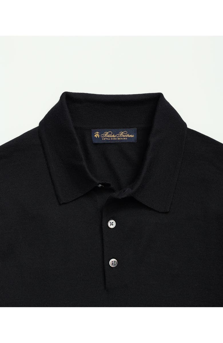 Brooks Brothers Long Sleeve Merino Wool Polo, Alternate, color, Black