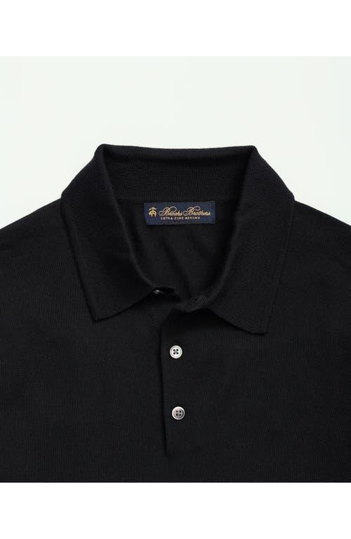 Brooks Brothers Fine Merino Wool Sweater Polo In Black
