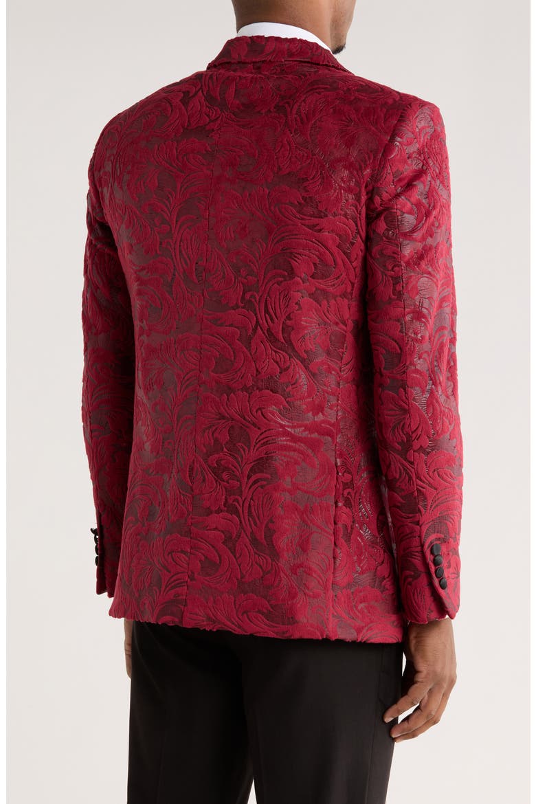 Paisley Jacquard Satin Trim Sport Coat, Alternate, color, RED
