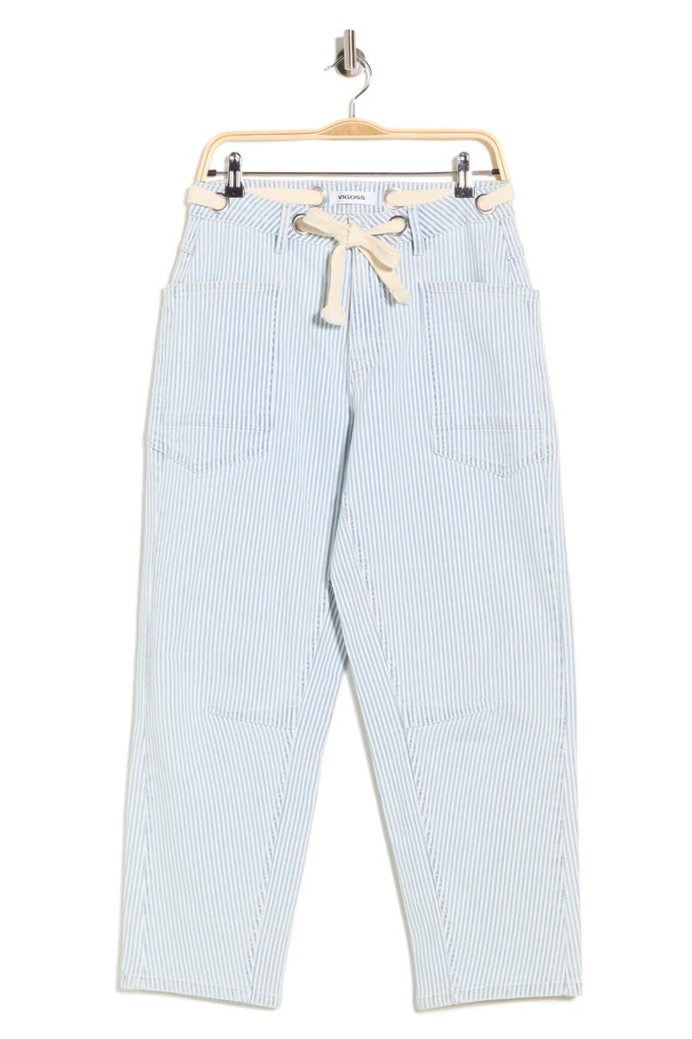 Pinstripe Barrel Jeans, Alternate, color, LIGHT WASH