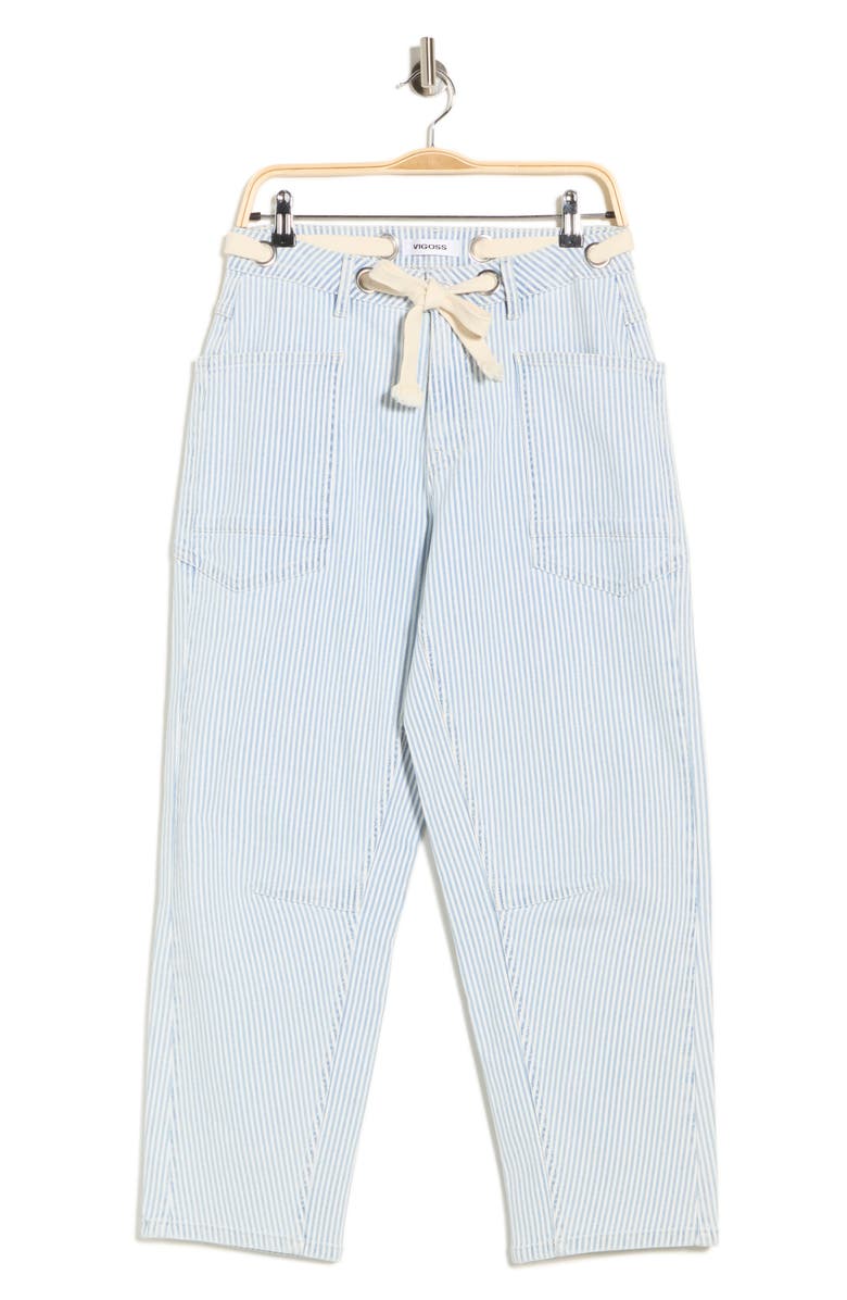 Vigoss Pinstripe Barrel Jeans, Alternate, color, Light Wash