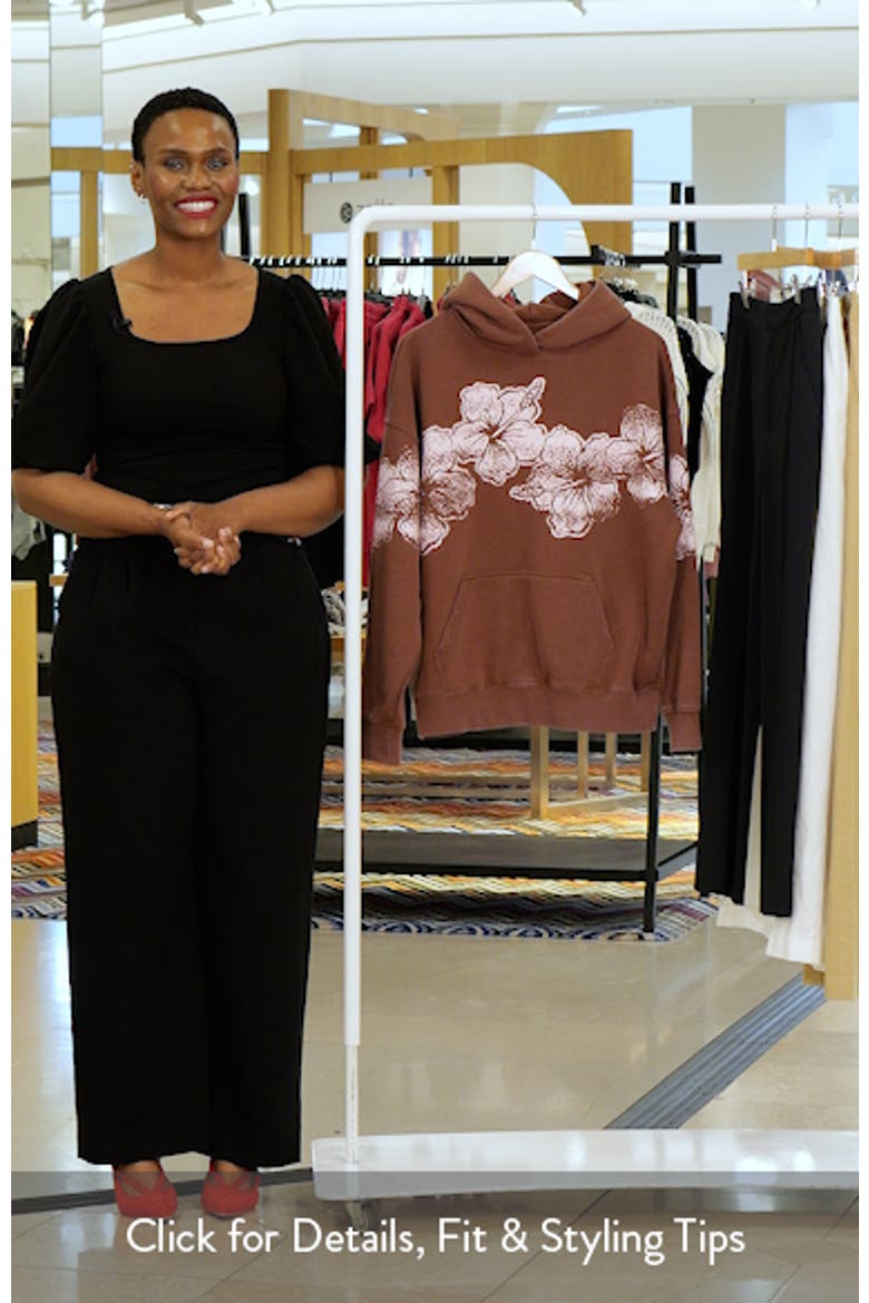 Hibiscus Print Cotton Blend Hoodie video