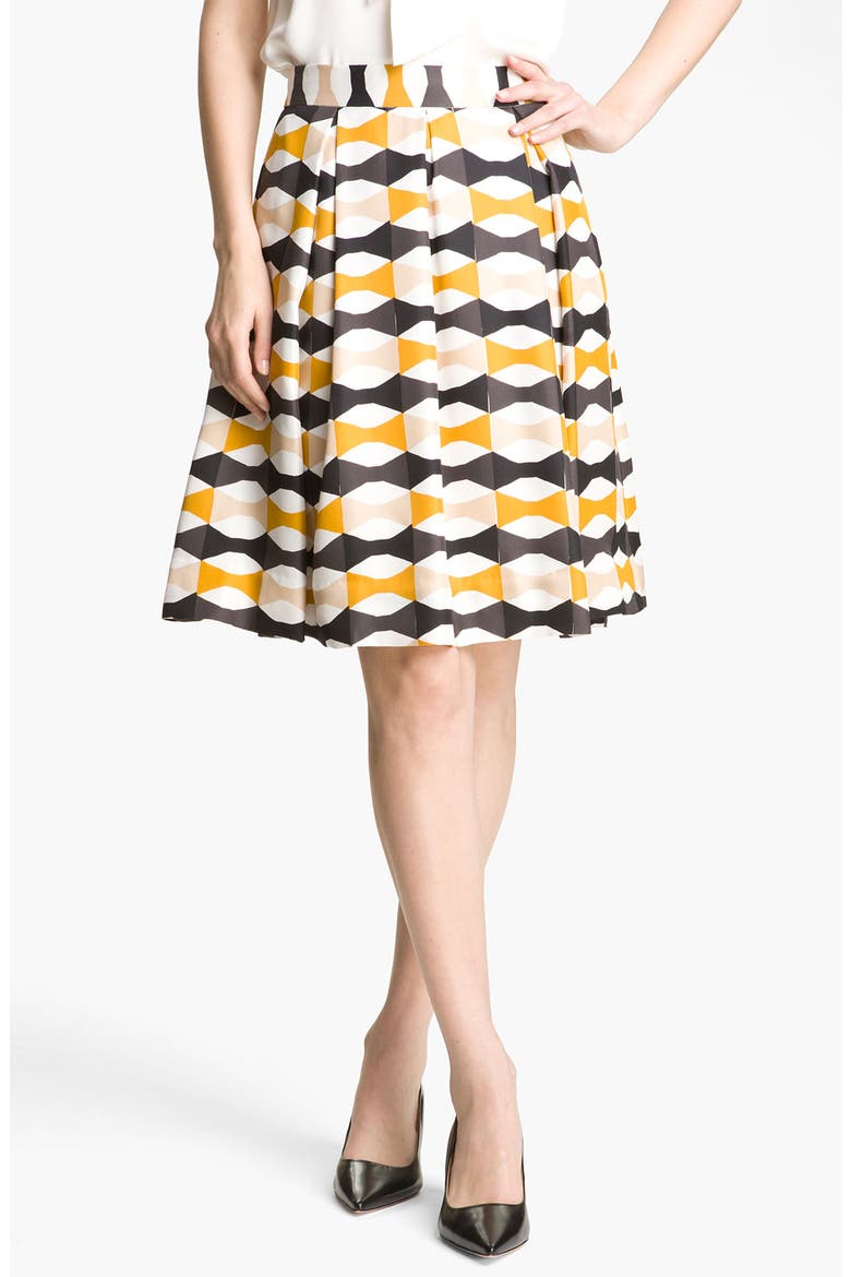 'jolie' silk skirt, Main, color, DIJON ABSTRACT SIGN BOW PRINT