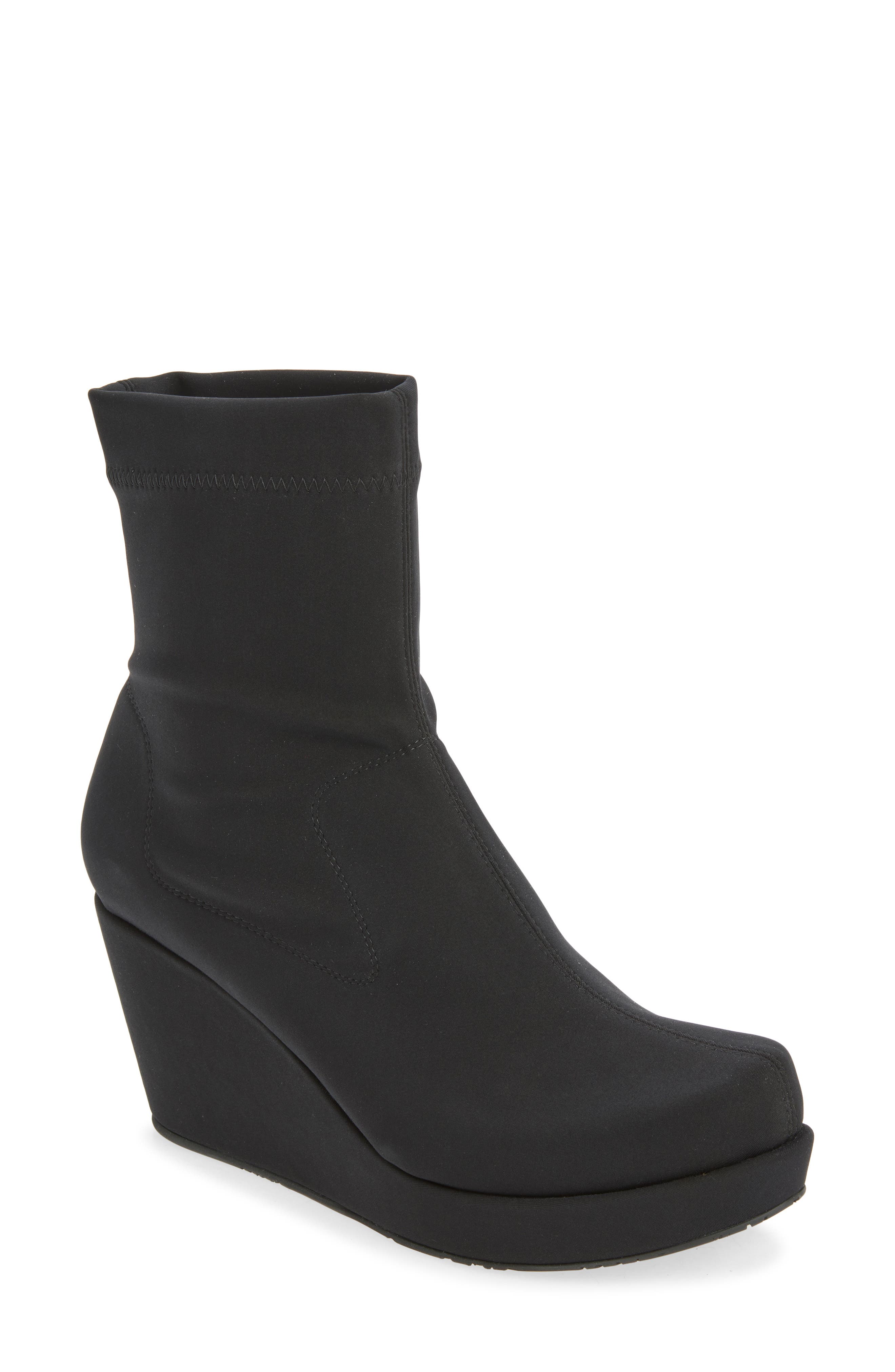 Aliana Wedge Bootie, Main, color, BLACK 2-WAY STRETCH