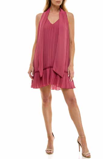 Socialite Pleated Sleeveless Chiffon Minidress