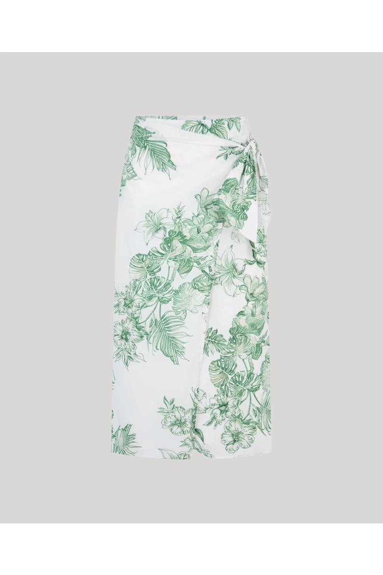 Flora Cotton Tie Skirt, Main, color, Tropical Green Floral