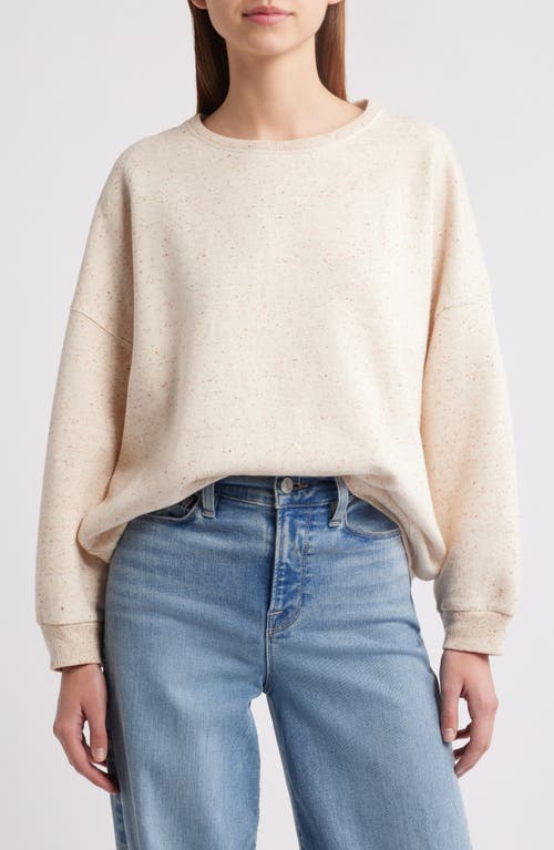 SESSUN SESSÙN CHEBBI OVERSIZE COTTON & LINEN BLEND MOTTLED FLEECE SWEATER 