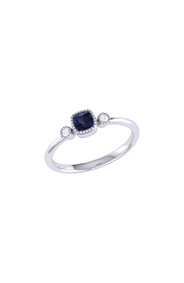 LuvMyJewelry Cushion Cut Sapphire & Diamond Birthstone Ring in 14K Gold, Main, color, 