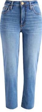 KUT from the Kloth Rachael Fab Ab Raw Hem High Waist Crop Mom Jeans
