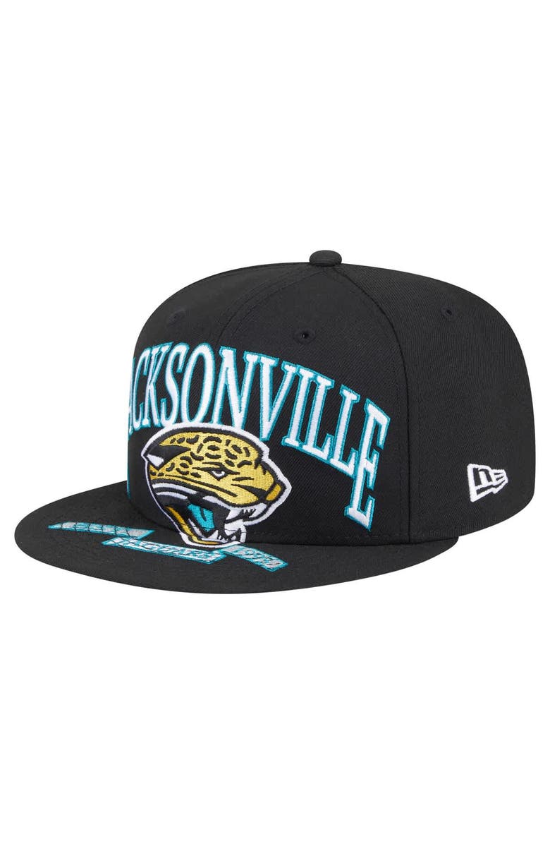 New Era Men's New Era Black Jacksonville Jaguars Throwback Oversized 59FIFTY Fitted Hat, Alternate, color, Black