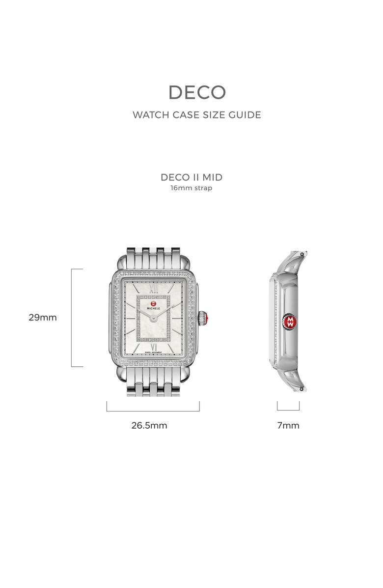 MICHELE Deco II Mid Diamond Dial Watch Case, 26mm x 28mm, Alternate, color, 
