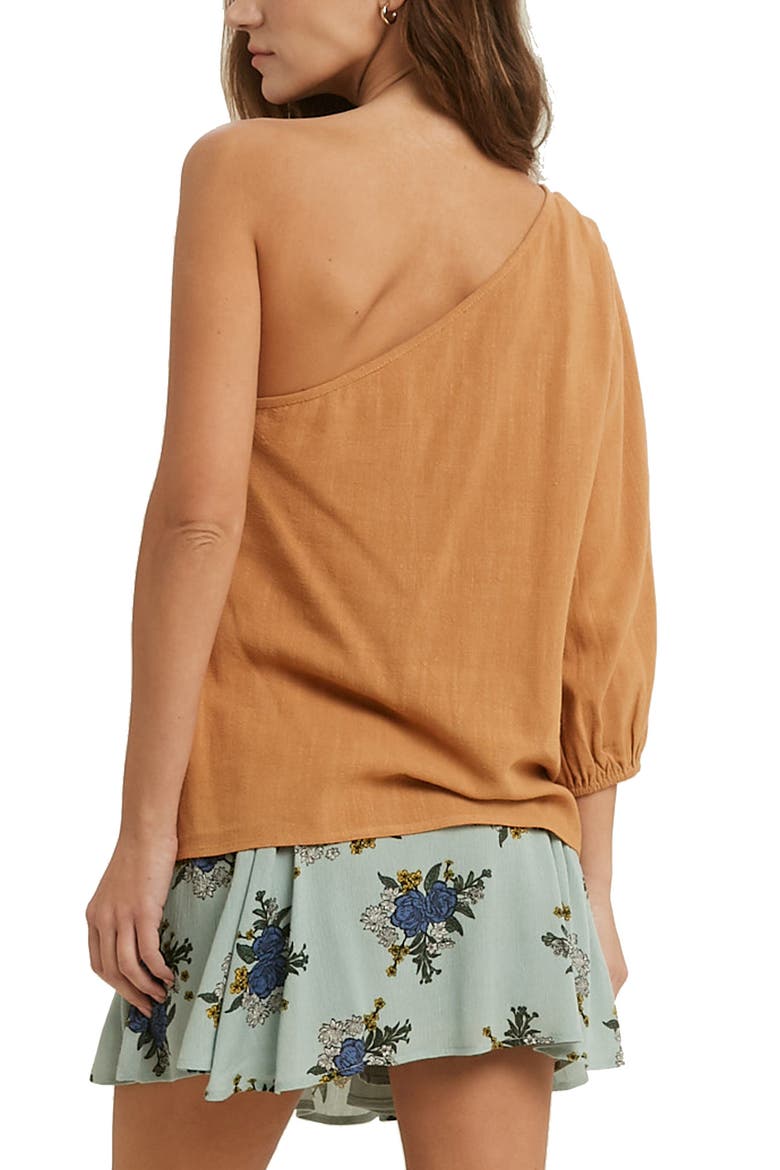 One-Shoulder Top, Alternate, color, AMBER