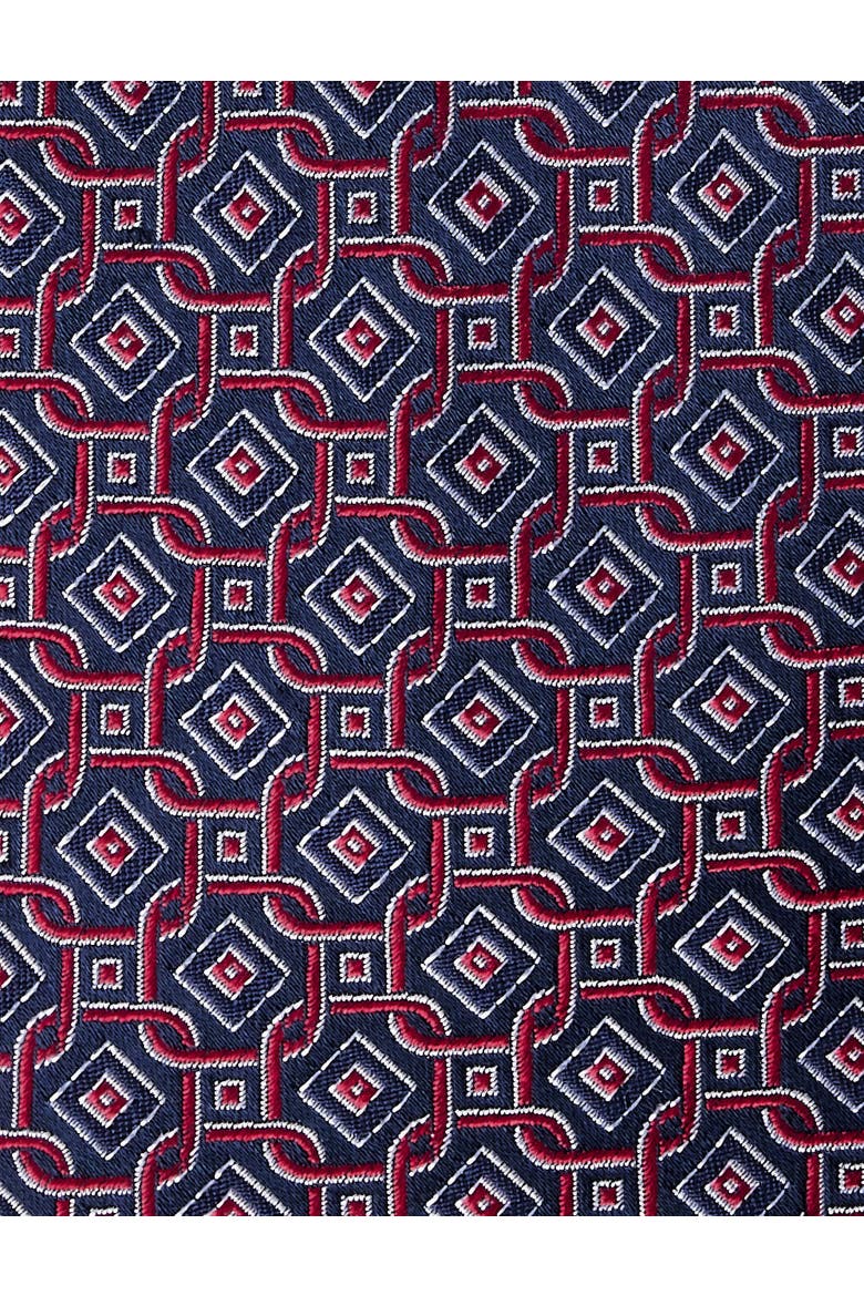 Big & Tall Tonal Geometric Link Silk Tie, Alternate, color, NAVY
