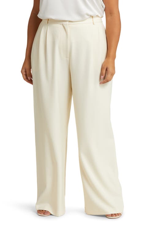 Pleat Front Wide Leg Pants