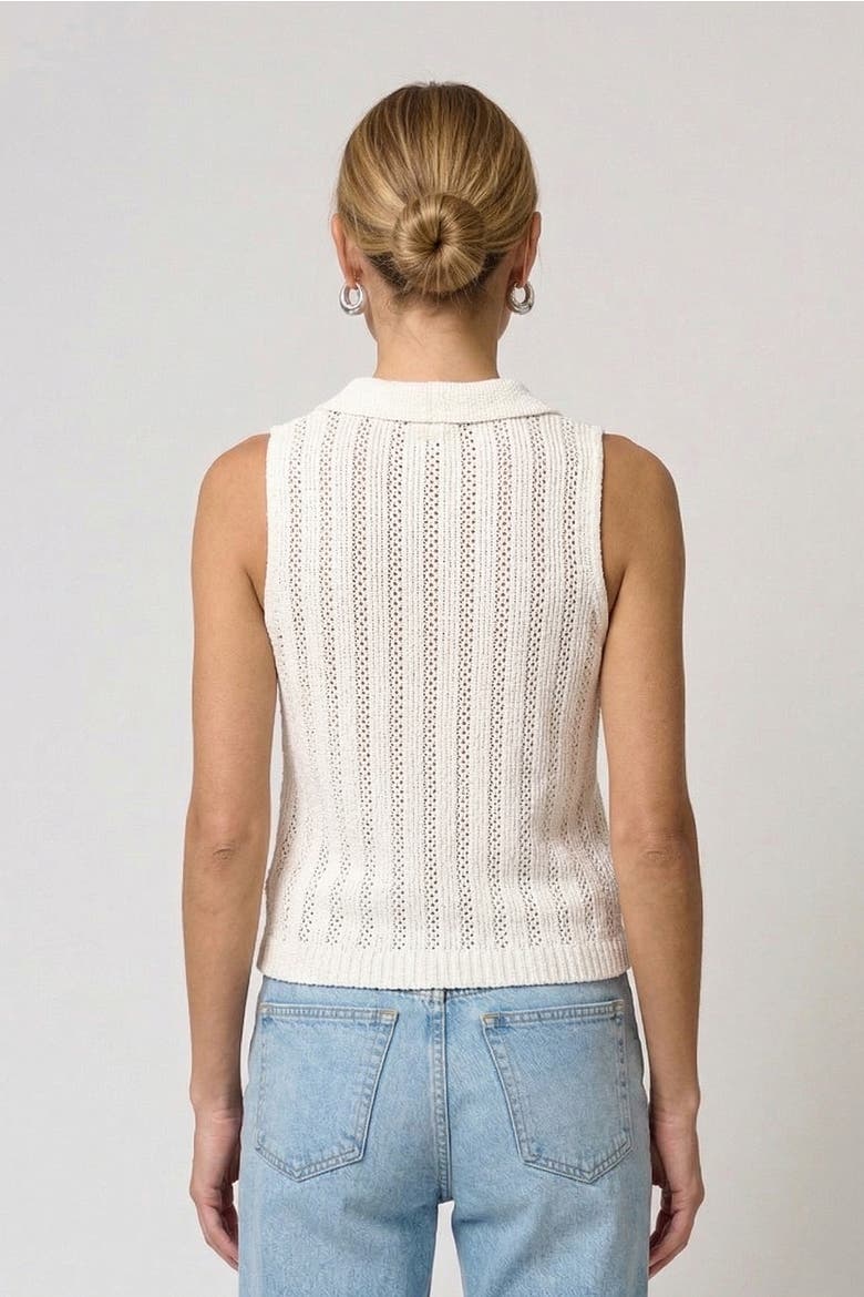 Francie Mesh Stitch Sleeveless Vest, Alternate, color, WHITE