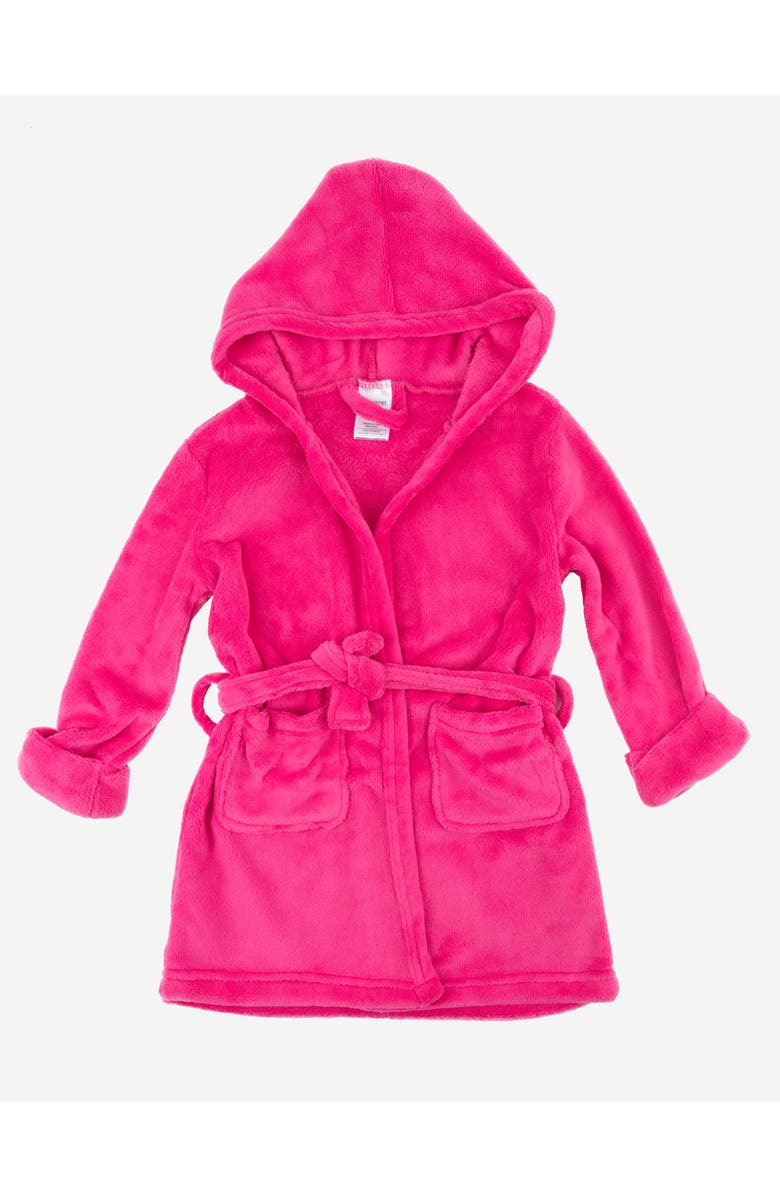 Leveret Kids Fleece Hooded Robe, Solid Colors, Alternate, color, Hot Pink